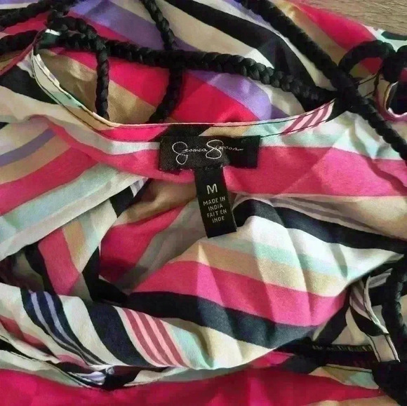 Jessica Simpson Women's Vneck Oversized Striped Tank Top Size Medium - Picture 7 of 7